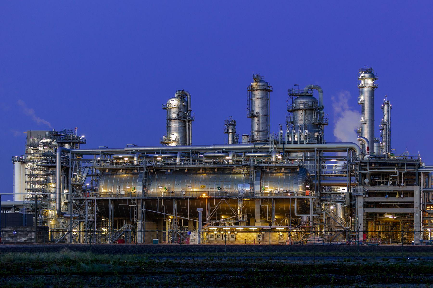 Process plant at dusk